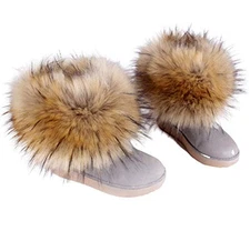 Faux Fur Wrist Cuffs Arm Leg Warmers Winter Boot Cuffs Warm Band Ring Brown B