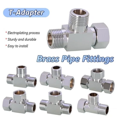 1/2 Inch T-adapter Valve 3-Way Brass for Bath Toilet Bidet Sprayer Shower Head