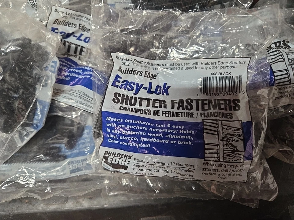 Sujetadores de obturador Builders Edge negros Easy-Lok (paquete de 12) Foto 2 de 4