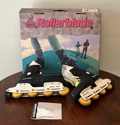 Vintage Rollerblade Zetra 100 Skates Black Neon Yellow Size 11 W/ Original Box