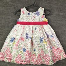 Blueberi Boulevard Dress Baby Girls 12m Months Multicolor Stitched Flowers