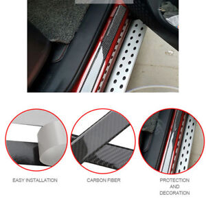 Carbon Fiber Car Door Plate Sill Scuff Cover Wrap Sticker Decor Accessories Part