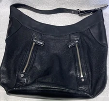 Cole Haan Village Soft Black Pebbled Leather Large Hobo Shoulder Handbag City