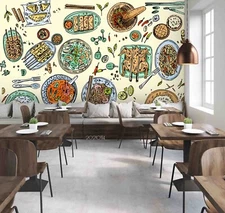 3D Thailand Food Hand Drawn Wallpaper Wall Murals Removable Wallpaper