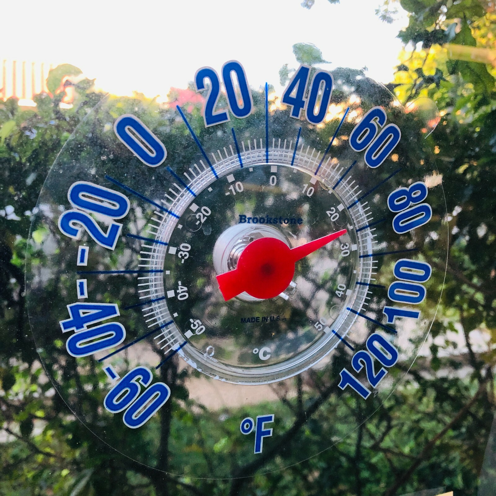 Brookstone Self Stick Clear outdoor window Thermometer Clings