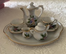 Vintage Child  s Miniature Tea Set Porcelain Lot of 10 Pieces Made in Japan