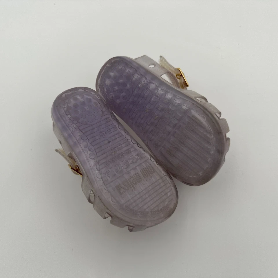 MINI MELISSA Sandalias Labios Brillo Dorado Zapatos Planos Talla 5 Niño Pequeño Foto 2 de 2