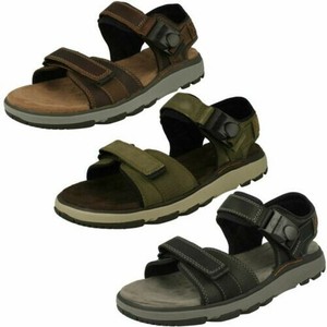 Mens Clarks Casual Open Toe Hook & Loop Strapped Leather Sandals Un Trek Part | eBay