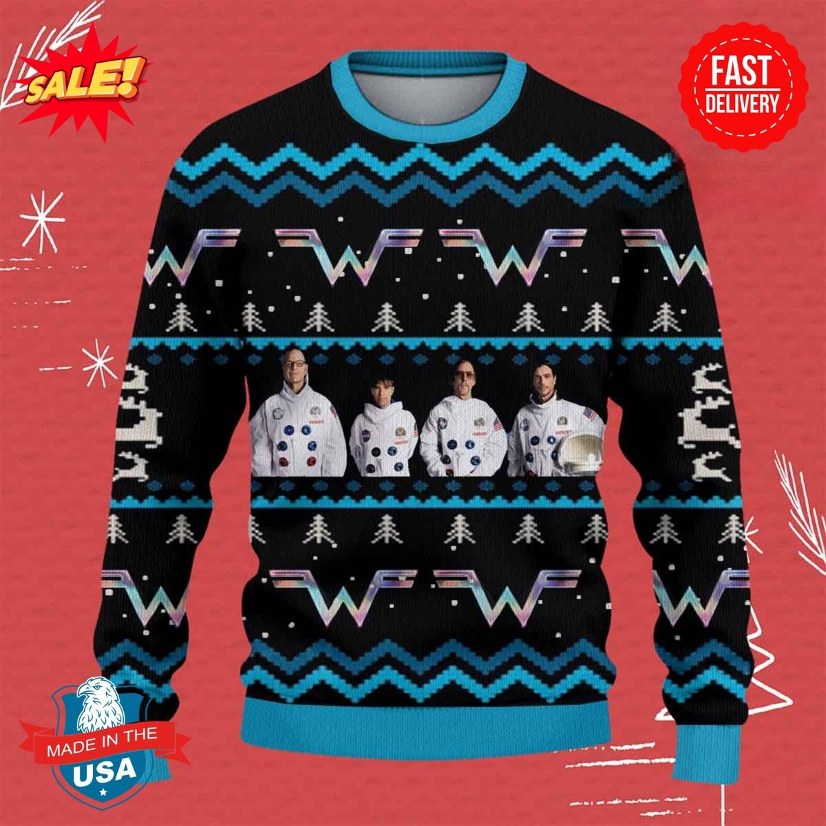 Weezer Ugly Christmas Holday Sweater S-5XL