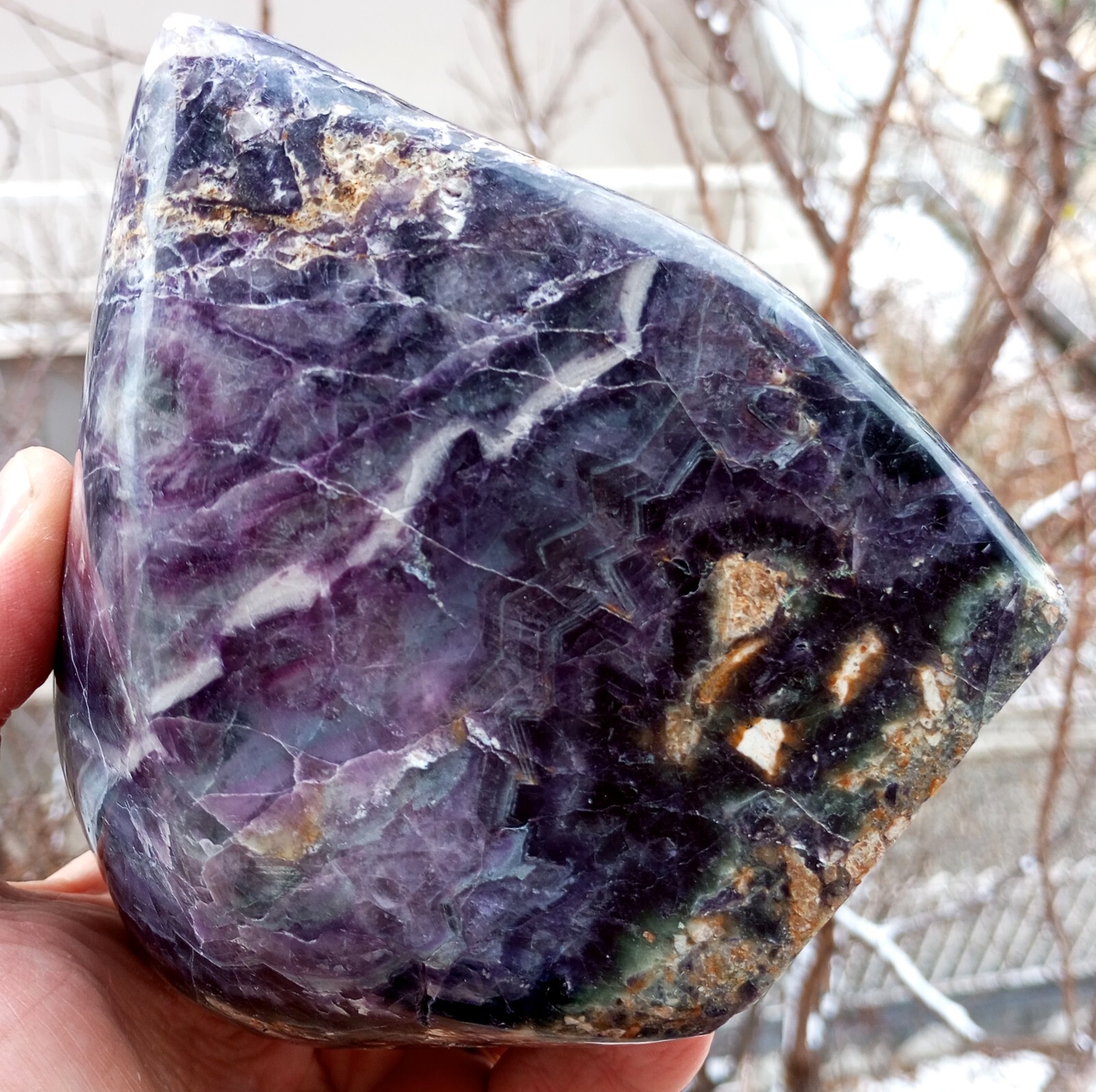 Mirror Polished UV Reactive Rainbow Fluorite Fluorescent Specimen-image