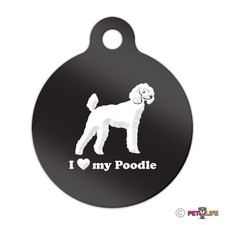 I Love My Poodle Engraved Keychain Round Tag w/tab v2 standard Many Colors