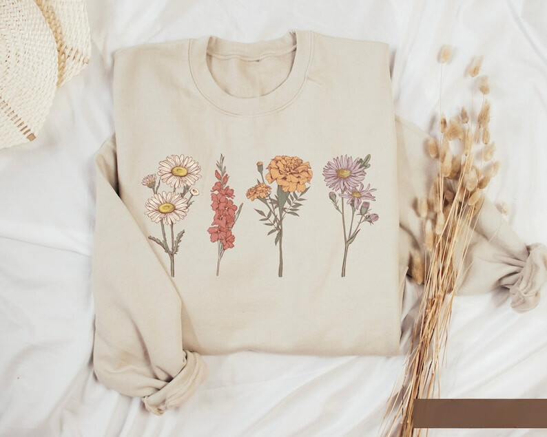 Women’s Birth Month Flower Graphic Sweatshirt - Personalized Design
