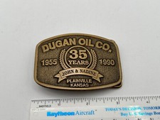 Vintage C D Hit 1990 Dugan Oil 35 Years John Nadine Plainville, KS Belt Buckle