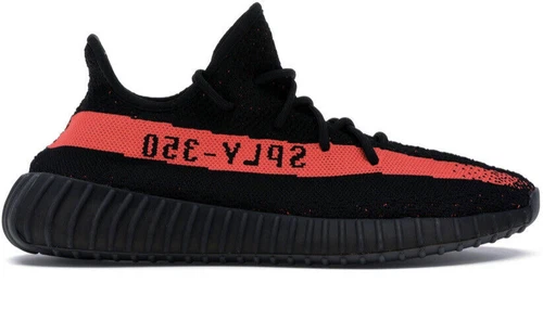 Adidas Yeezy Boost 350 V2 Core nere a righe rosse taglia UK6 5