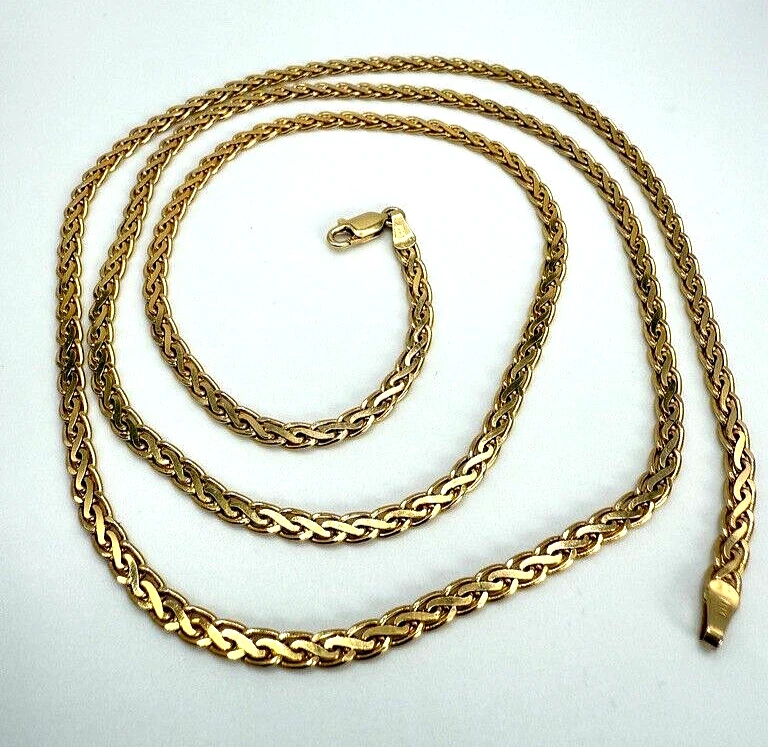 Collar de cadena de trigo de oro macizo de 14K 30" de largo 3,5 mm #2018 Foto 3 de 4