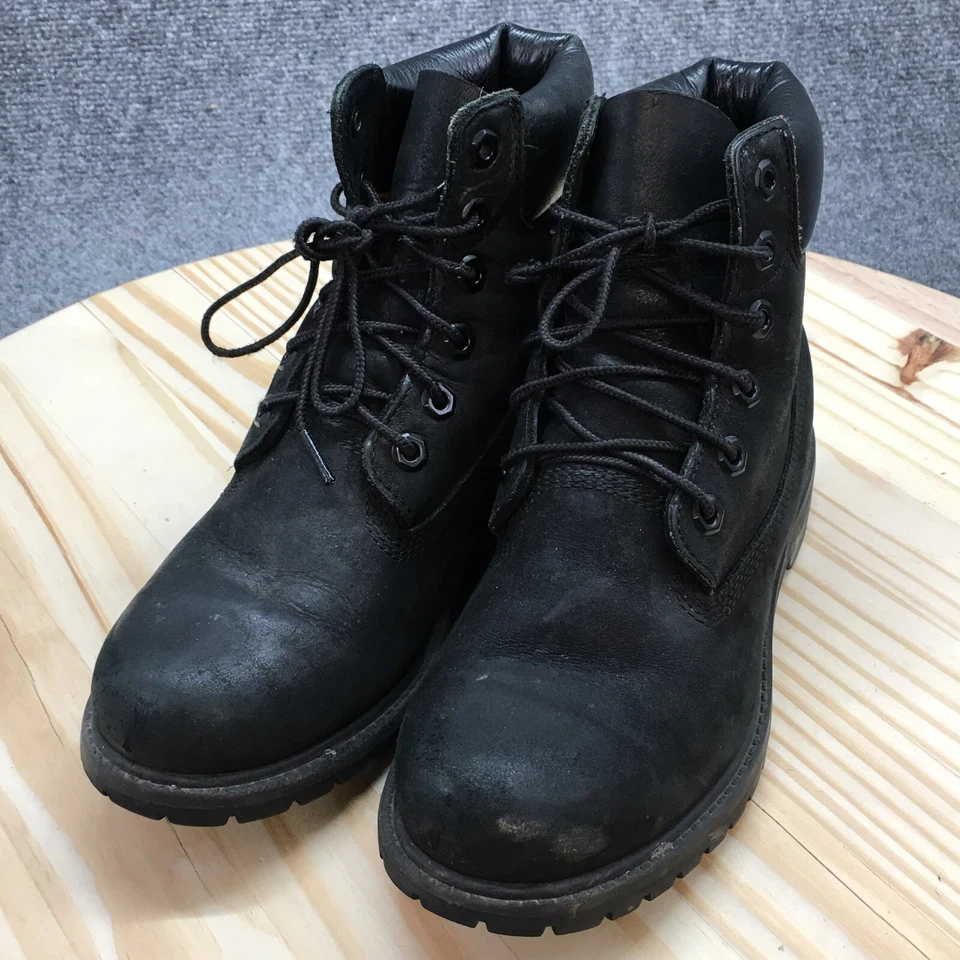 Botas Timberland para mujer 7,5 M 6 pulgadas premium impermeables cuero negro punta de acero Foto 3 de 4