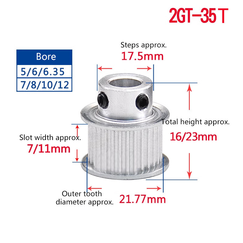 2GT-55T Diametro Foro Puleggia Motore 6/6,35/10/12/14/15 Mm Passo Denti - Foto 6