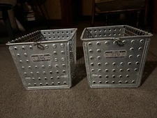 2 Vintage Lyon Steel Locker Baskets Gym Pool Shelf Storage (Read Description)