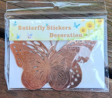 12pcs Gold Butterfly Sticker Decorations, Art Decals Scrapbooking 3 Sizes, NEW