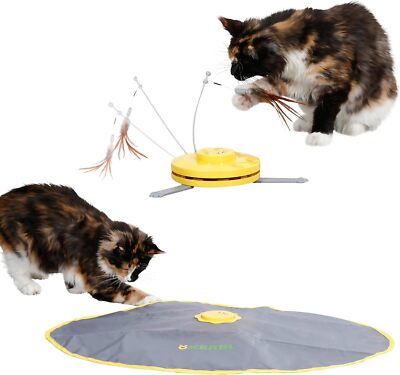 Kerbl Pet Pet Katzen-Spielzeug 2-in-1 Catch the TailFeather, 3 Modi, Katze