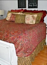 Vintage Ralph Lauren ARAGON King Bedskirt Dust Ruffle Animal Print Super RARE