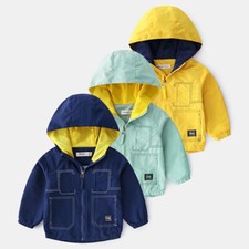 Toddler Kids Baby Boys Coat Hooded Outerwear Windcheater Jacket Clothes