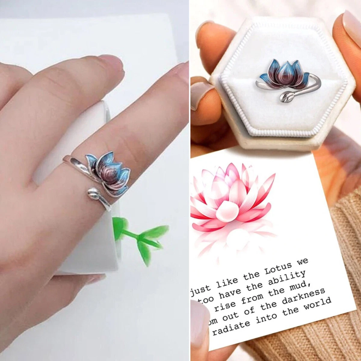 Cute Rings Size 9 Lotues Ring Silver Ring Cute Lotues Flower Ring