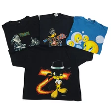 LOT 4 VTG Warner Bros Bugs Bunny Tazmania Daffy Duck Tweety Looney Tunes T-Shirt