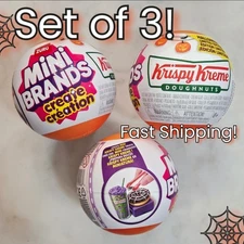 🍩🕸🍩🕸🍩 Mini Brands Create KRISPY KREME Donuts HALLOWEEN 🕸🍩 SET OF 3!