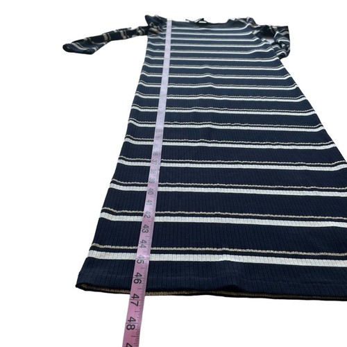 Women's Massimo Dutti Navy Striped Boat Neck Maxi Long Sleeve Knit Dress sz XS - Picture 10 of 10