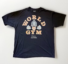 VINTAGE WORLD GYM TSHIRT VENICE BEACH CALIFORNIA 80  S BODYBUILDING ARNOLD GOLDS