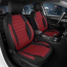 2x Sitzbezüge passend für VW Polo 6R / 6C ab 2009-2016 (Schwarz-Rot)