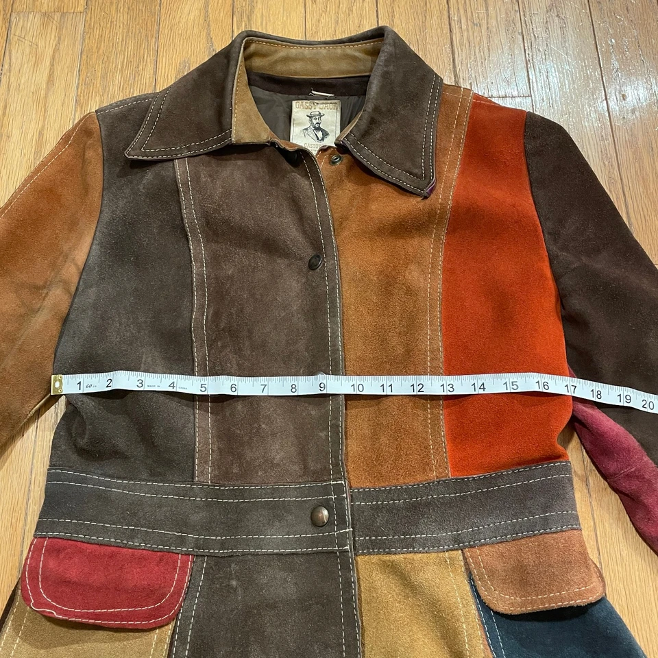 Vintage Suede Patchwork Jacket Women Small 1970's Hippy Boho Rare! - Image 4 of 4