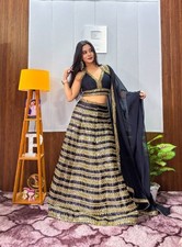 Stylish Heavy Kasturi Silk Black Lehenga Choli With Dupatta For Women  Girls