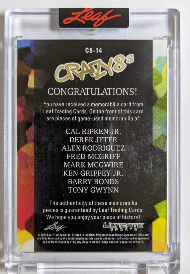 2024 Leaf Ultimate Crazy 8'S c8-14 Griffey-Jeter-Bonds-ARod-Gwynn-Bonds /25 - Изображение 2 из 2