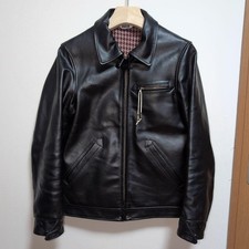 BEN DAVIS Leather Jacket Size S Zipper repaired with leather cord brass beads