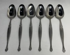 Vintage Hull - Japan Set of 6 Oval Soup Spoons Stainless Steel Pattern Madrid