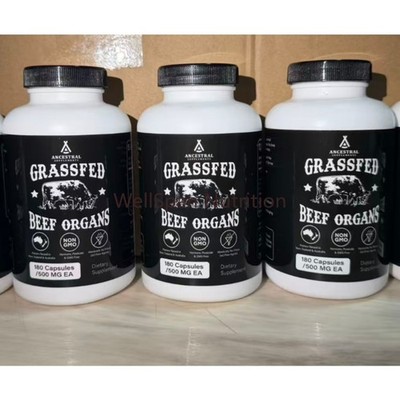1-3 PACK Ancestral Supplements Premium Grass Fed Beef Organs nature 180 Capsules