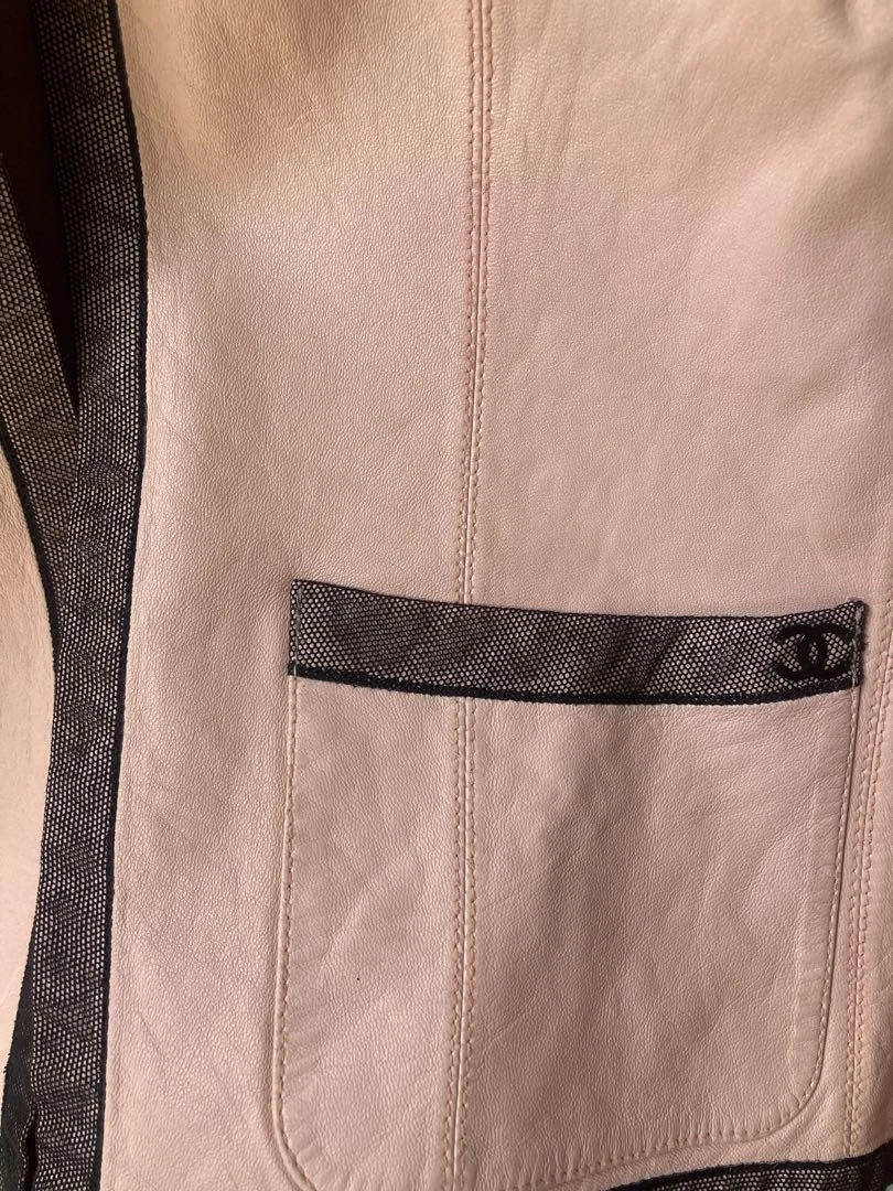 Giacca Chanel in morbida pelle di agnello 38 rosa