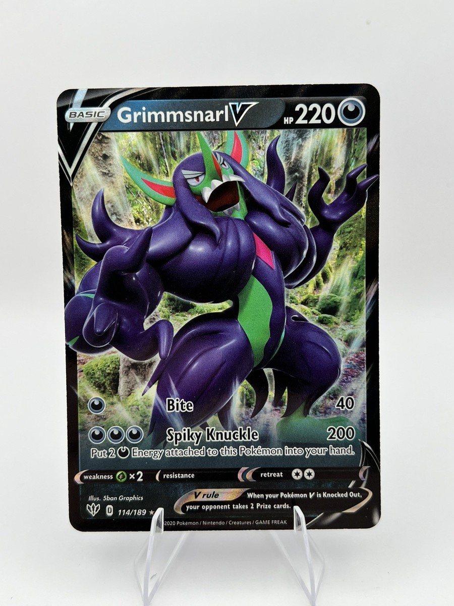 pokemon sword and shield darkness ablaze rare cards Grimmsnarl V - 114/189 - #114 - Ultra Rare