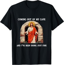 Funny Easter Jesus Coming Out of My Cave Retro Humor Easter T-Shirt