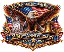 2pcs 250th Anniversary USA Car Decal Sticker, Patriotic Bald Eagle 1776  2026 V