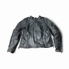 Roland Sands Maven Leather Motorcycle Jacket W/Pads Size Large Light Distress