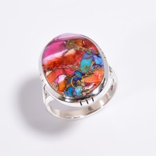 Multi Color Spiny Oyster Turquoise Ring 925 Sterling Silver Handmade Oyster Ring