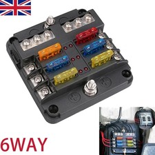 6 Way Blade Fuse Box Block FuseBox Holder Auto Marine Bus Bar Car Kit 12V 32V UK