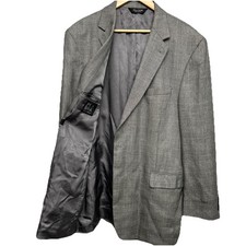 Jos A Bank Gordon Silk/Camel Hair 46L Glen Plaid Check Gray Blazer Sportcoat