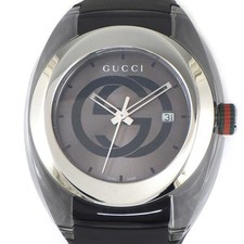 Gucci Sync 137.1/YA137116 Men's Gray Dial SS Watch Black Rubber Strap Used From