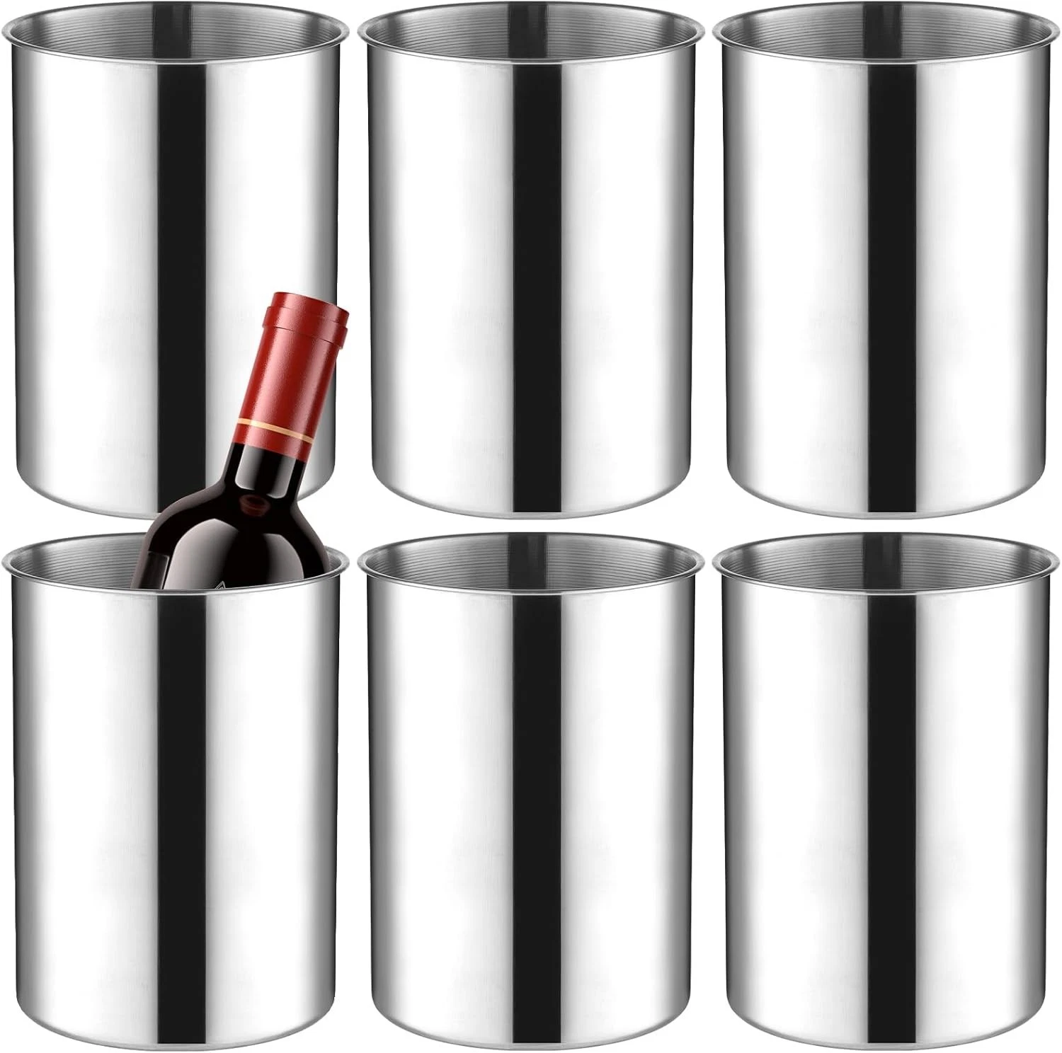 6 Pack Stainless Steel Wine Chiller Bucket 750 ML Champagne Cooler Keeps Bottles