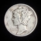 90% Silver - 1945 Mercury Dime Circulated - 06-59