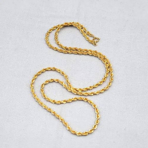 Vintage Rope Chain Necklace Gold Plated Estate Costume Jewelry 24"